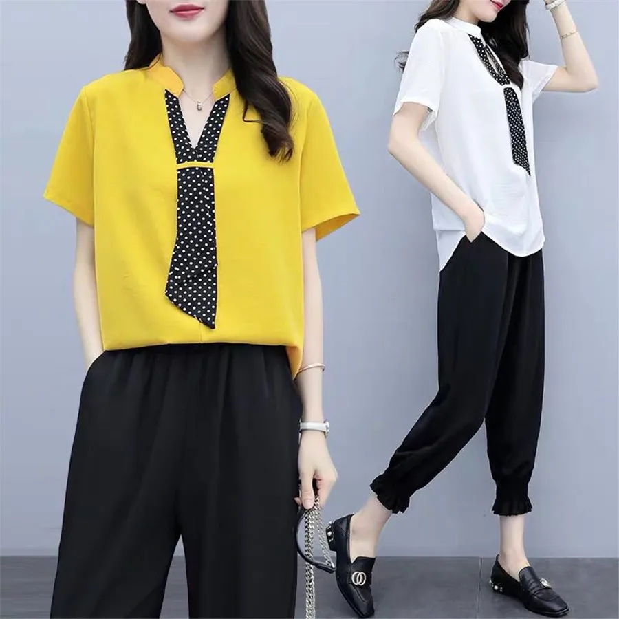 

two pieces summer set 2019 summer womens outfits pant suits ladies plus size tops Pant tracksuit clothing
