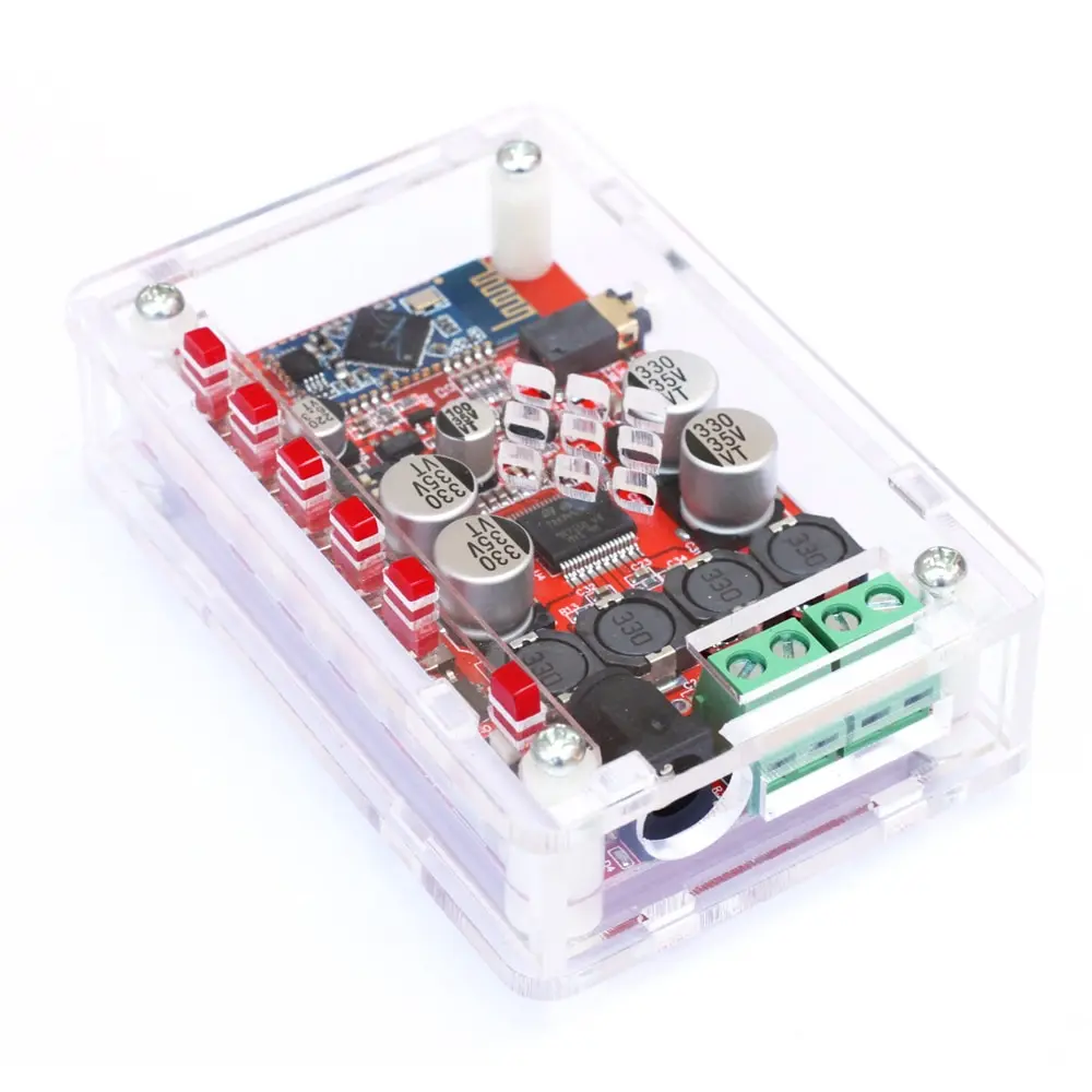 

TDA7492P 2*25W Bluetooth 4.0 Audio Receiver Amplifier Board Module with AUX Interface + Acrylic DIY Case Kit Cover