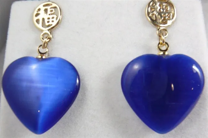 

2 choices wholesale lady's fancy pink/blue heart opal dangle earrings