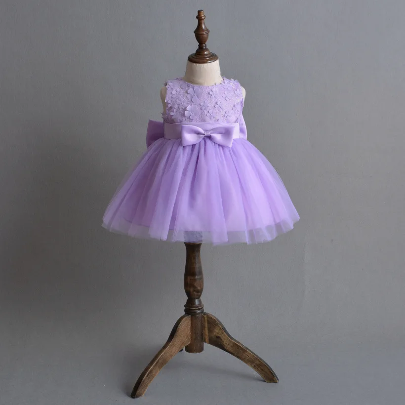 

Newborn Baby Girls Dresses 2018 Autumn Sweet Sleeveless Purple Princess Wedding Party Dress Children Infant Dress Costume hsp182