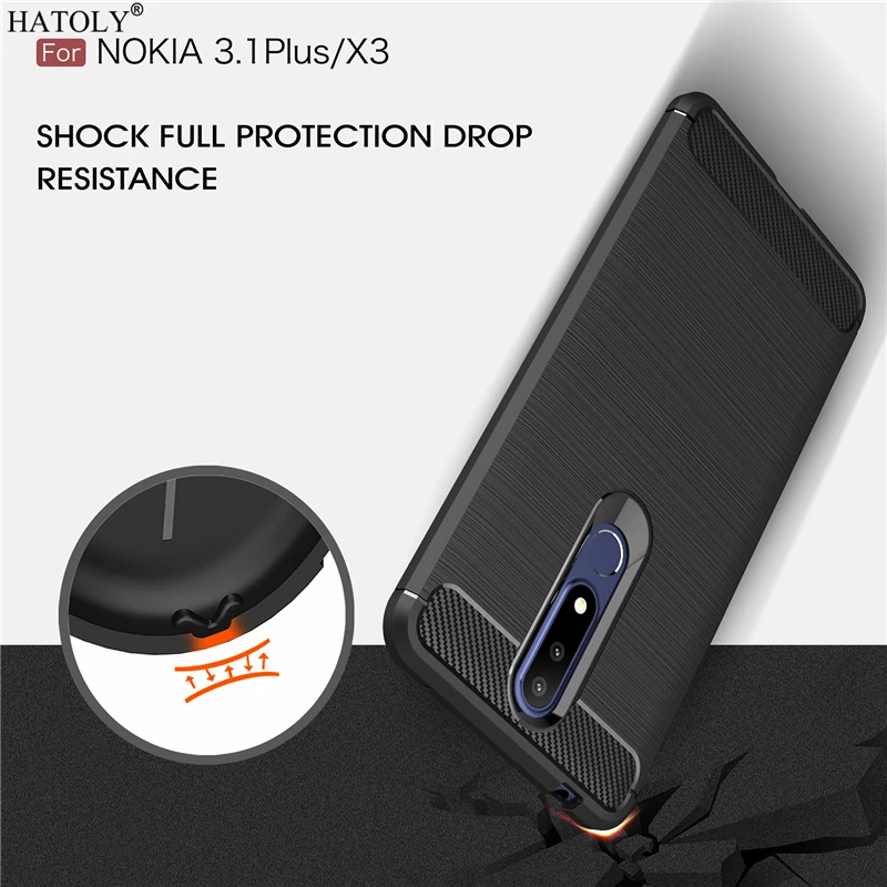 Чехол HATOLY для Capas Nokia 3 1 Plus противоударный мягкий чехол из ТПУ с начесом