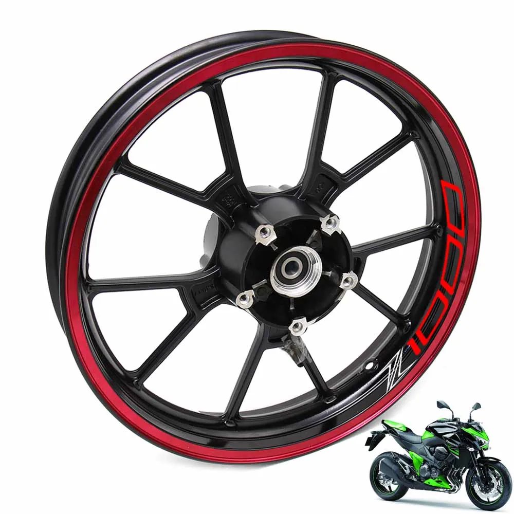 Z1000хит продаж, наклейки для передних и задних колес, декоративные наклейки на колеса в полоску для Kawasaki Z1000 z 1000 - Цвет: RED A
