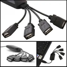 4 порта USB кабель хаб расширения/сплиттер адаптер для портативных ПК USB 2,0 концентратор