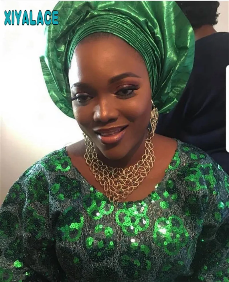 

Green African Organza Lace Fabric High Quality Nigerian Sequins Lace Fabric 2019 African French Lace Fabric for Weeding 2644b