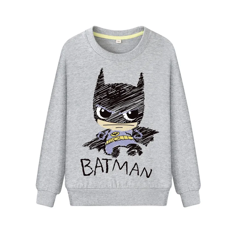 Детские толстовки с капюшоном с длинными рукавами и 3D принтом Бэтмена; Одежда для мальчиков и девочек; сезон весна-осень; Новинка года; свитшоты; детская одежда; WK076 - Цвет: Grey Sweatshirt