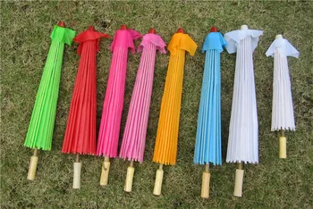 

100pcs Colored Fabric Wedding Umbrella, China Traditional Dance Color Parasol, Japanese Silk Props wa3576
