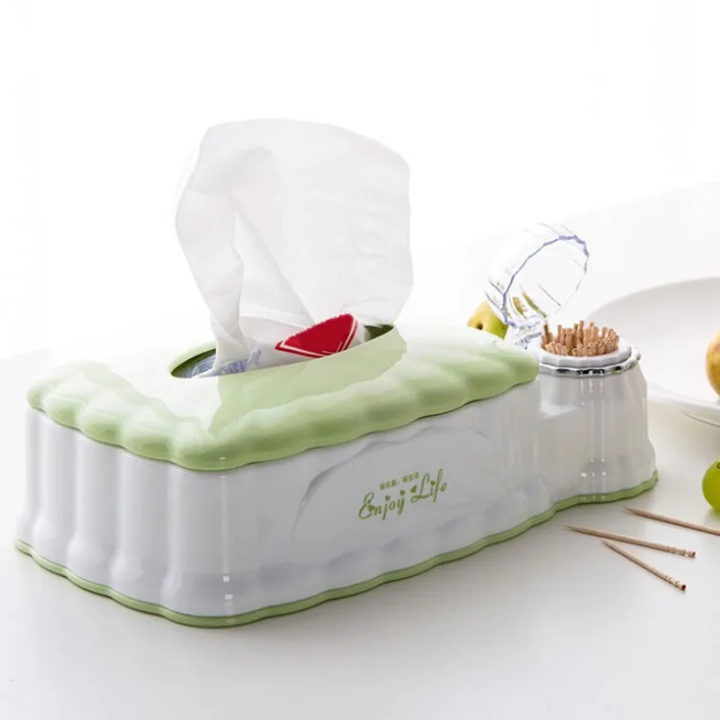 

2 In 1 Telescopic Tissue Box With Toothpick Holder Storage Boxes Bins Multifunction Tissue Holder Paper Towel Storage Box