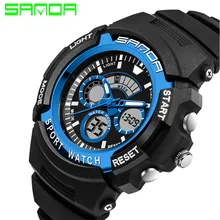 New SANDA Luxury Brand Men Military Sports Watches Digital LED Quartz Wristwatches Rubber Strap Relogio Masculino