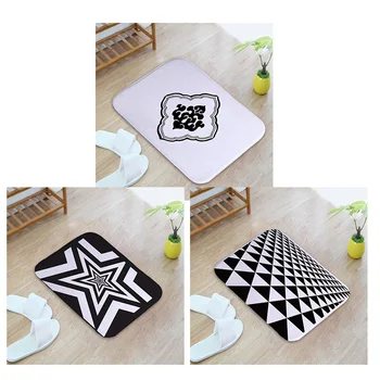 

Simple Style Geometry Carpet Super Soft Coral Fleece Rectangular Black White Ring Rectangular Block Grass Anti-slip Carpets Mat