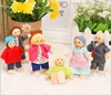 Happy doll family miniature 6 people set toy wooden jointed dolls children muppet pretend toys story-telling dressed characters 1