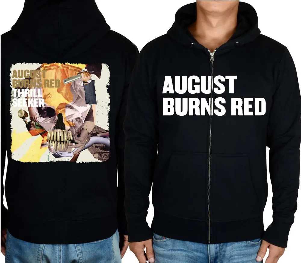 Арт череп молния или пуловер August Burns красная полоса худи в стиле панк-рок брендовая куртка металлический Свитшот флис