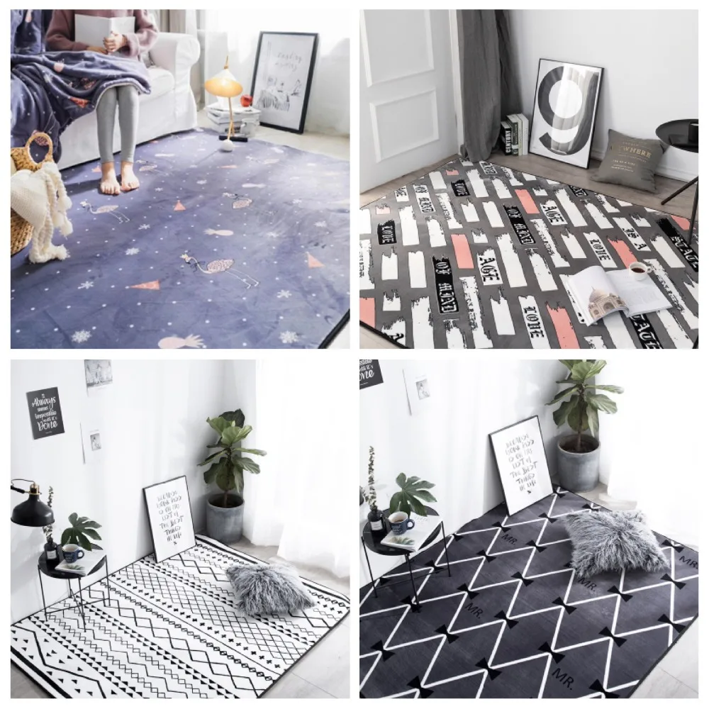 

Pink series Carpets Nordic style Flamingo 3D Printed Carpet Living Room coffee table Indoor Rug Bedroom Rectangular Floor Mat