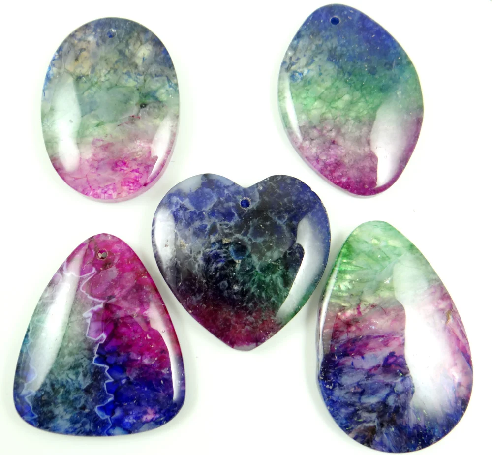 

Natural stone Brazil Agates Quartz Crystal tiger eye Water drops geode Pendants for diy Jewelry making Necklace Accessories8PCS