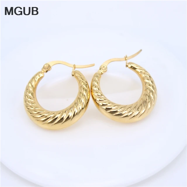 Mgub 23mm New Stainless Steel Jewelry Gold Color Circle Creole Mgub 23mm New Stainless Steel Jewelry Gold Color Circle Creole Earrings Round Wives Hoop