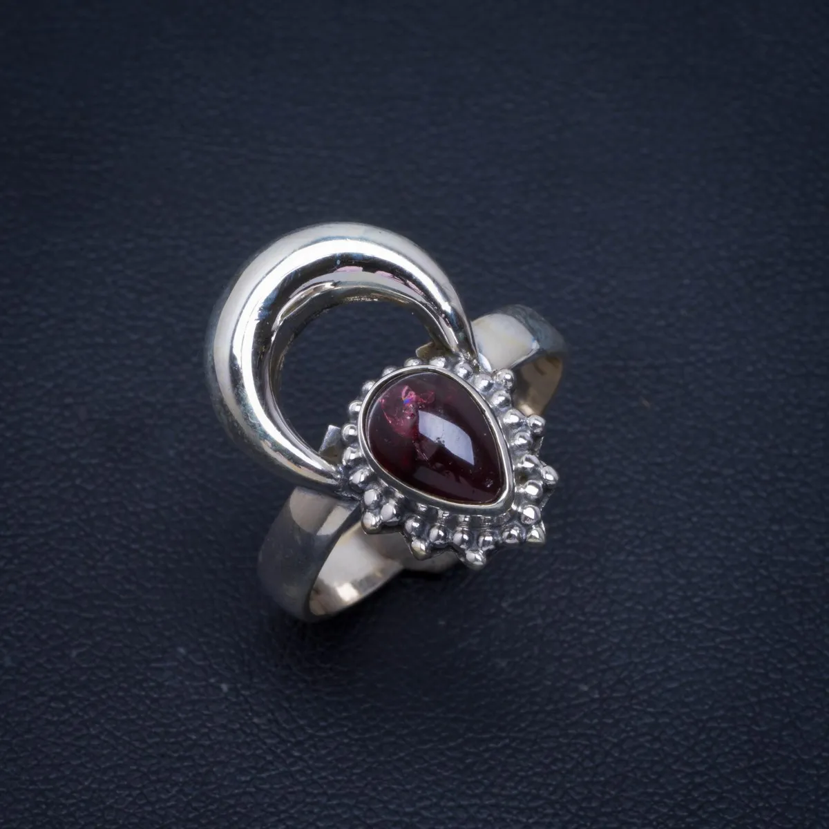 

Natural Amethyst Handmade Unique New Moon 925 Sterling Silver Ring 8.25 B1062
