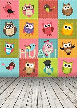 

5x7ft combo cartoon animalcolourful backdrop art printed background white wood floor backdrops