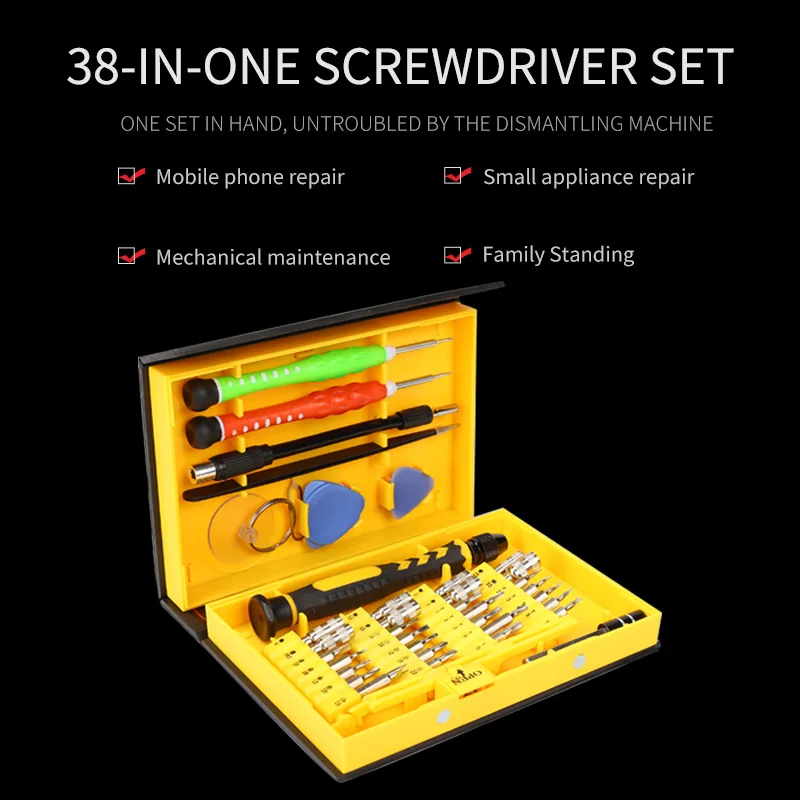 

welsolo Precision 38 in 1 Screwdriver Set Phone Opening Repair Tool Kit Disassemble Magnetic screwdriver for iPhone Samsung iPad