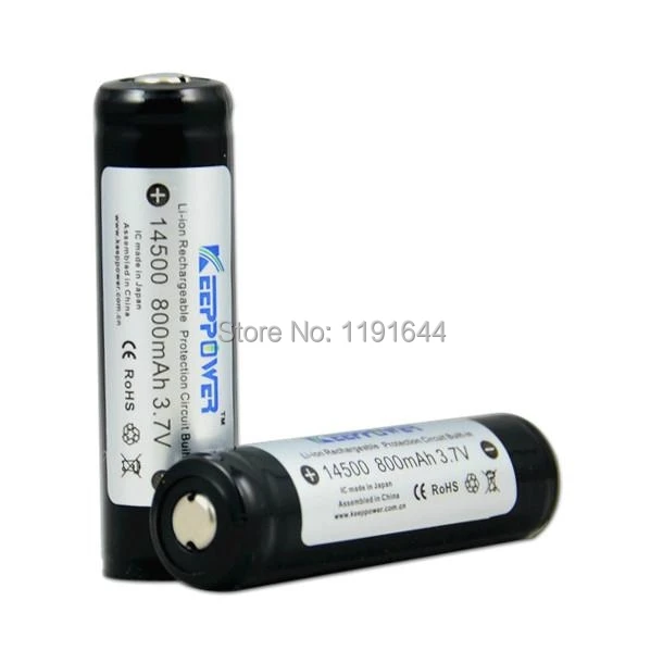 4 шт./лот Keeppower 3,7 V 14500 800mAh Защищенный Литий-ионный аккумулятор