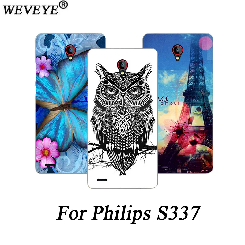 

Patterns Phone Case For Philips S337 5inch Painting flower animals and Eiffel Tower Cellphone case Cover For Philips S337 S 337
