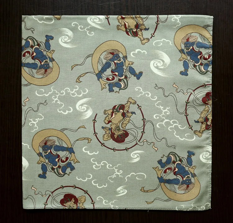 Высококачественный хлопковый носовой платок, дизайн ветряного божества, модные дамские платки в японском стиле, 52*52 см