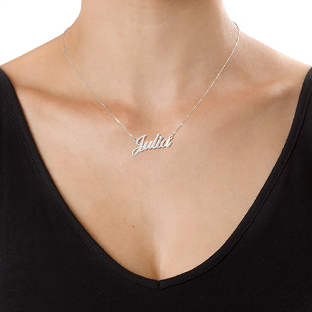 Name Necklace With Box Chain Commemorate Personalized Letter 925 Sterling Silver Pendant Necklace Gift (JewelOra NE102047)