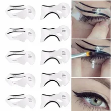 10 pçs eyeliner estêncil olho de gato peixe cauda dupla asa delineador estêncil modelos modelo moldar ferramentas sobrancelhas modelo cartão diy