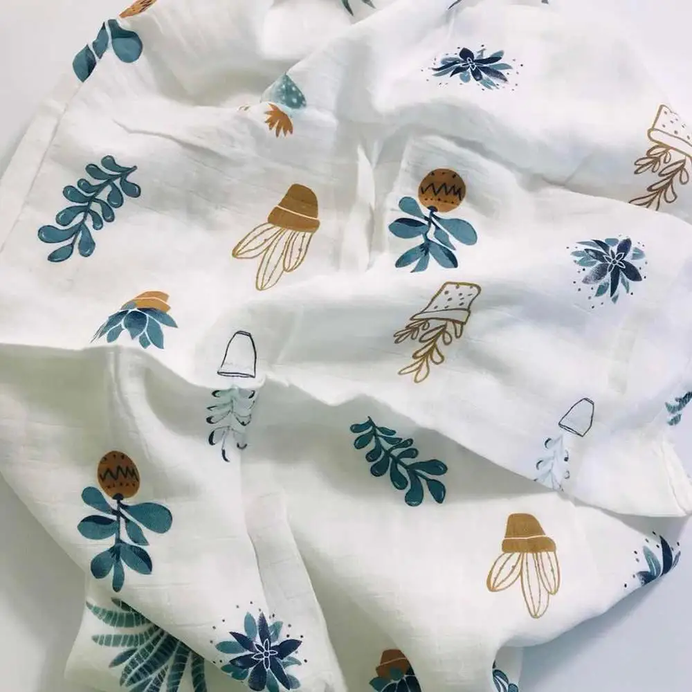 Олень karitree 120 см X 120 см Многофункциональный муслин 70% активный мягкий чехол-накладка для новорожденных банное полотенце Полотенца пеленальные одеяла Обёрточная бумага - Цвет: zm plants