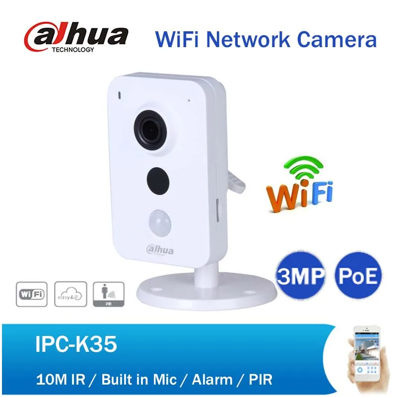 Dahua 3mp WiFI Network Camera IPC-K35 Easy4ip cloud 10m IR Security CCTV Wireless IP Camera built in Mic
