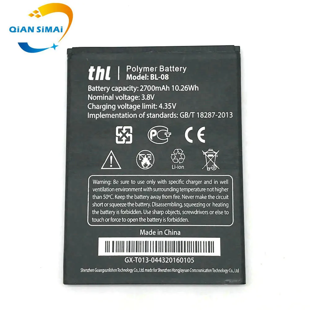 

QiAN SiMAi Original BL-08 BL 08 2700mAh Battery Replacement For THL 2015 Phone 2017 New Backup Bateria - In Stock