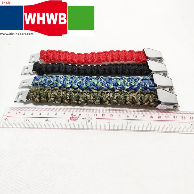 WHWB BEOING fashion jewelry camo green aeroplane airplane safety belt buckle handmade charm paracord bracelet hiking travel kits