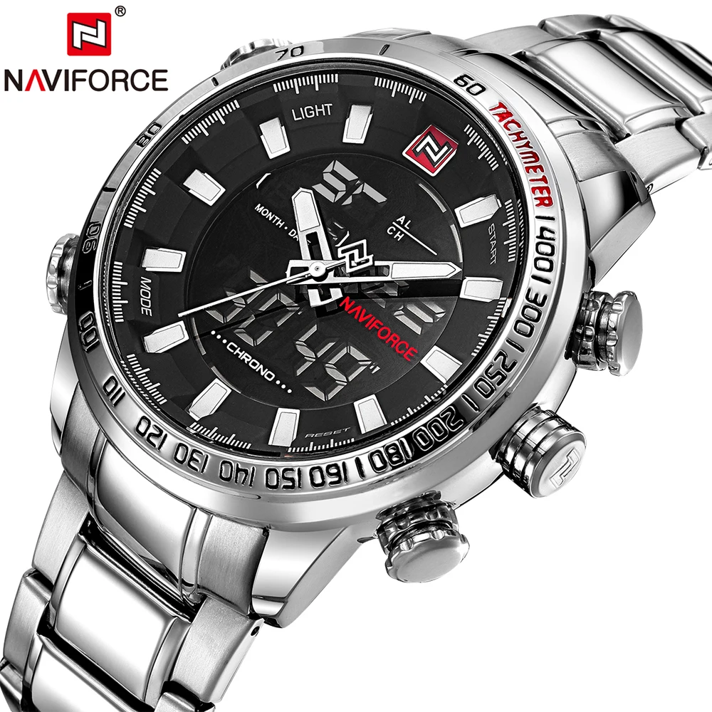 

NAVIFORCE Luxury Brand Military Sport Watches Men Quartz Analog Male Clock Silver Full Steel Waterproof Relogio Masculino Hours