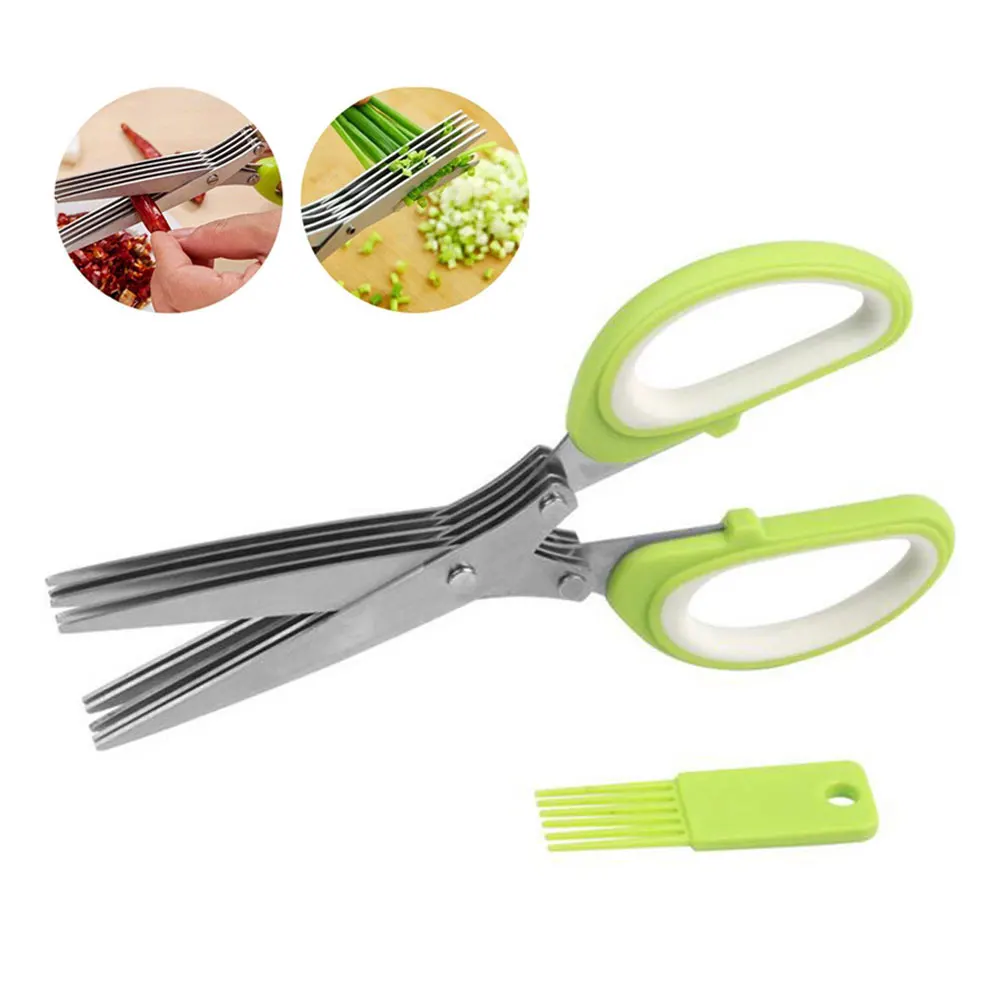 

19.5cm Muti-functional Stainless Steel Scissors For Kitchen Knives 5 Layers Sushi Scissors Shredded Scallion Cut Herb