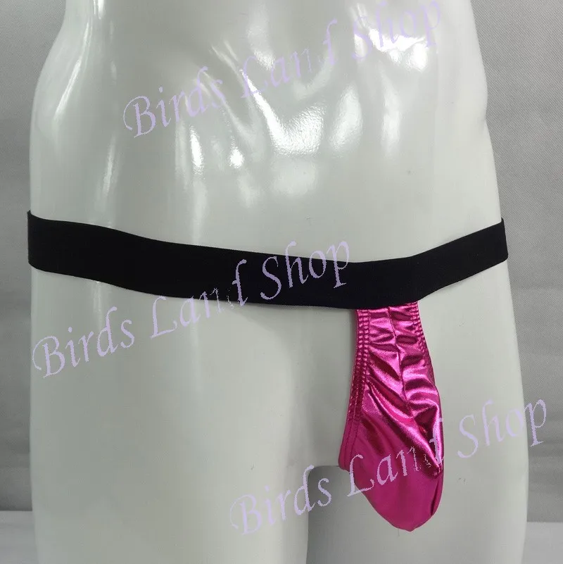 

Shiny Mens Sexy Mini Pouch String Thong Underwear Metallic Coated G1953