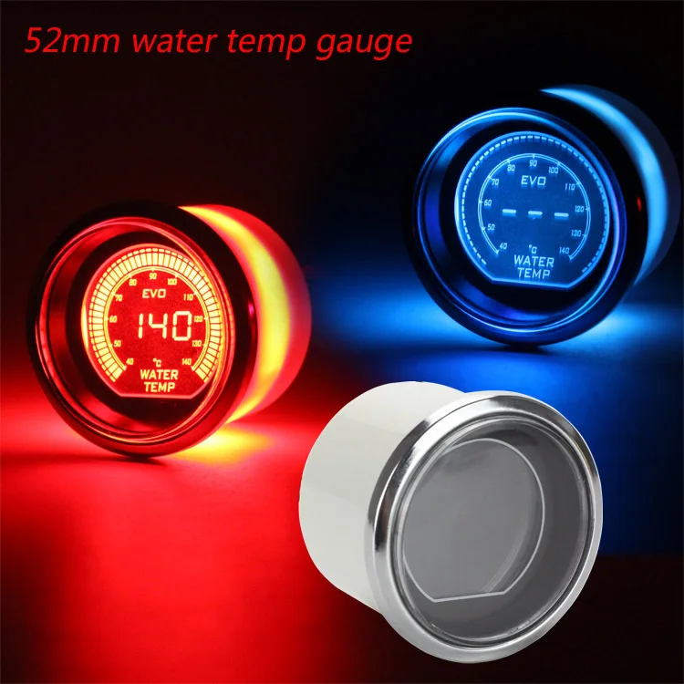 Water Temp Gauge 52mm 2inch EVO LCD Red/Blue Water Temperature Gauge