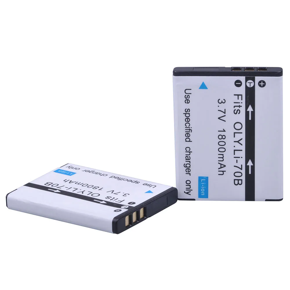 DSTE 2 Batterie LI-70B + Caricabatteria Da Viaggio DC103E (con Adattatore Auto) - Compatibili Olympus D-700, FE-4020, VG-110 E Molti Altri - 2
