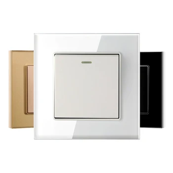 

1 Gang 2 Way Light Switch 16A Luxury Tempered Glass Panel Push Button Light Wall Switch On/Off Wall Switch Interruptor Rocker