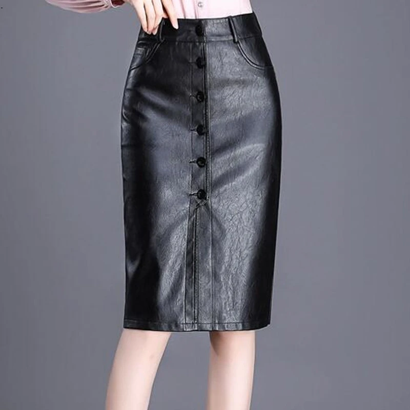 High quality WOMEN PU Skirt autumn winter 2018 new hip skirt female ...