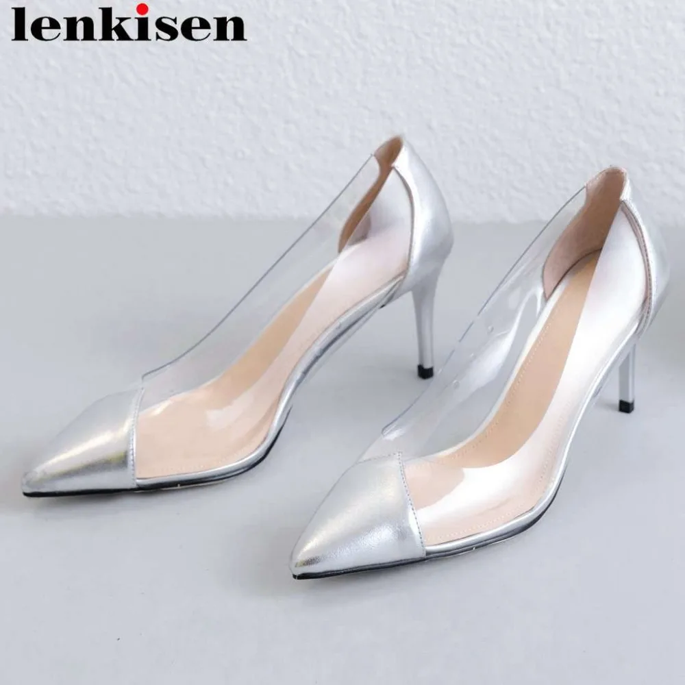 

Lenkisen women bride wedding party stiletto 7.5cm heels sexy nightclub women pumps natural leather pointed toe dating shoes L86