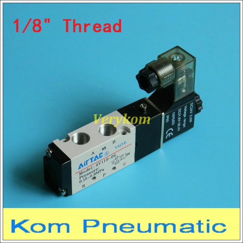 1 шт. Пневматический электромагнитный пневматический клапан Φ 2/5 Way 1/8 &quotBSP 4V110 06 с