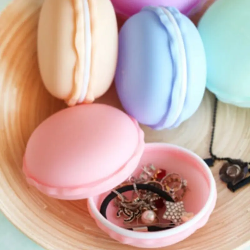 

1pcs Cute Candy Color Macarons Jewelry Storage Box Portable Round Necklace Earrings Receive Box Jewelry Storage Box