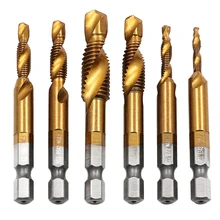 6 шт. Метрическая шестиугольная ручка Комбинированный кран титановые покрытые с отверстием отверстие резьба фаски HSS 6542 винтовой кран