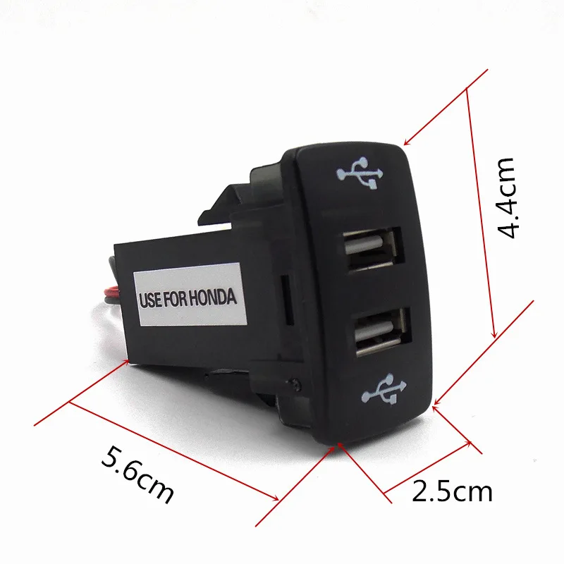 Двойной разъем питания USB с аудиоразъемом для зарядного устройства смартфона Honda