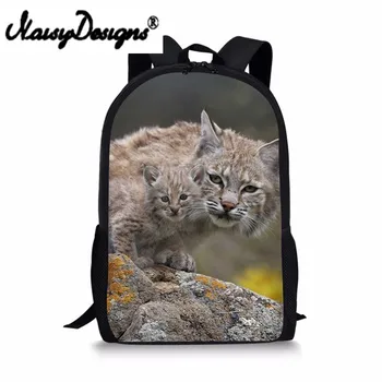 

Noisydesigns Funny Primary School Students Schoolbags Cute Bobcat Printed Boys Girls Bookbags Casual Children Computer Backpack