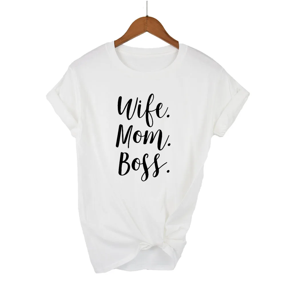Высокое качество 100% хлопок жена мама Босс футболка с принтом женская повседневная крутая летняя футболка женская футболка с коротким