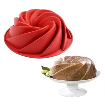 Food Grade 9 inches Silicone Mold Big Swirl Shape Silicone Butter Cake Mould Baking form Tools For Cake Mold Bakery baking dish