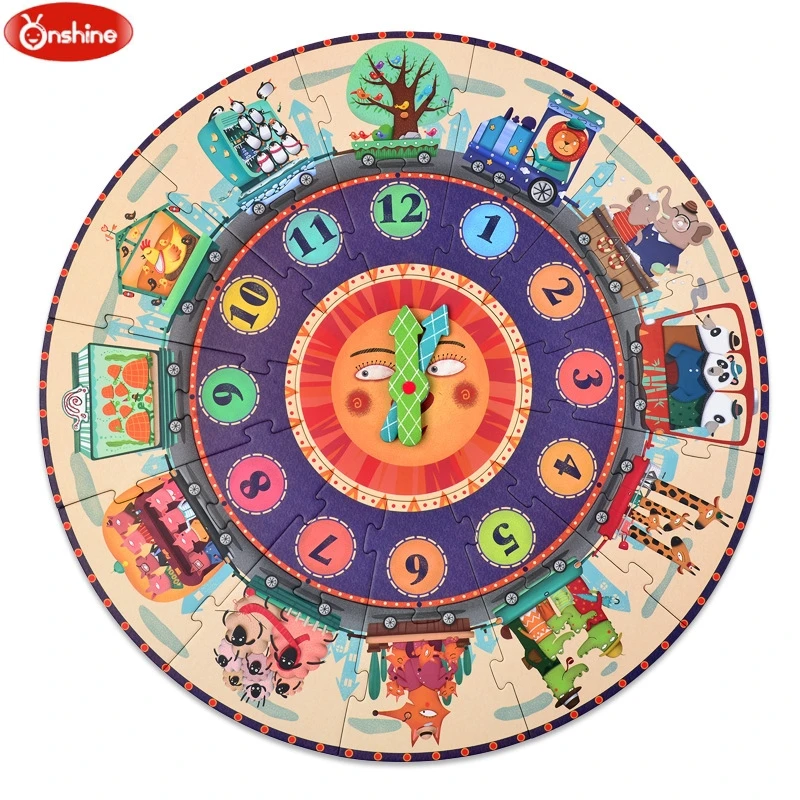 

25 Pcs/set Big Puzzle Games Paper Puzzle Digital Clock Cognition My Time Travel for Kids Children