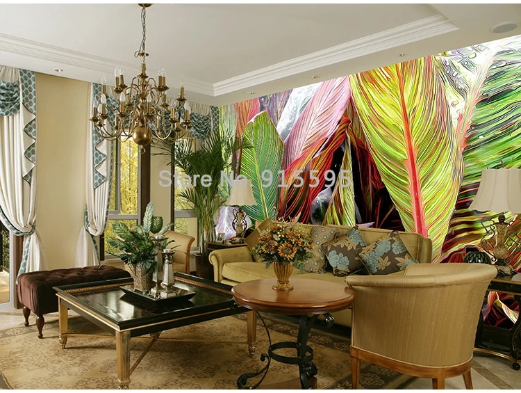 mão, floresta tropical, banana, folhas, não-tecido, mural de fotos