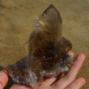 

Natural Smoky Yellpow Quartz crystal cluster lucky decoration Healing Reiki Quartz Chakra Stone