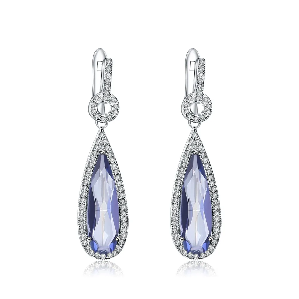 

GEM'S BALLET 925 Sterling Silver Fine Jewelry For Women Classic Natural Iolite Blue Mystic Quartz Gemstone Water Drop Earrings