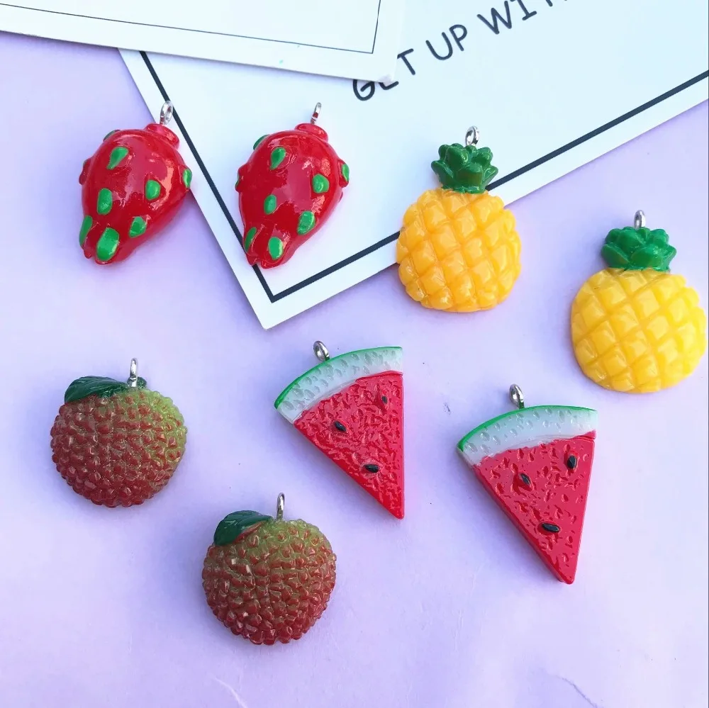 Kawaii фрукты из смолы с плоской задней стороной Серьги Подвески Ожерелье Подвеска